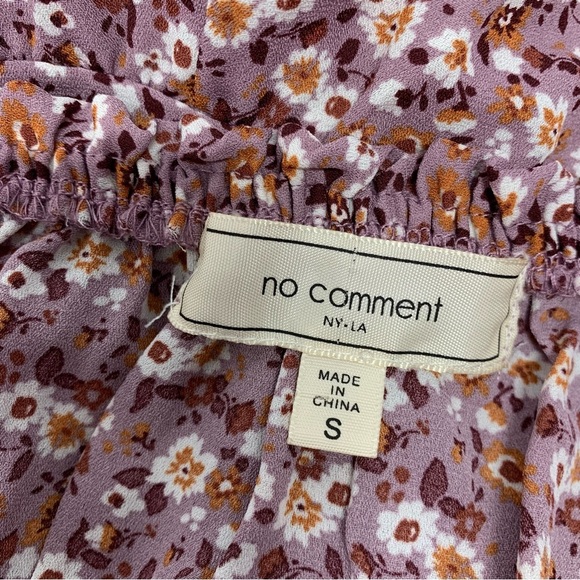 No Comment Purple Dress Small  Empire Ruffle Key Hole‎ Cinch Tie Neckline Fairy - Picture 6 of 10